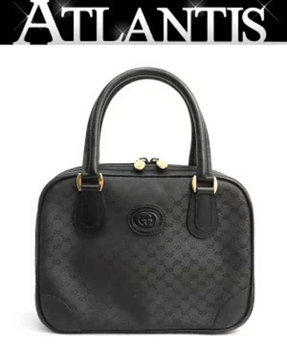 Gucci Interlocking GG Handbag Boston Bag Canvas Black